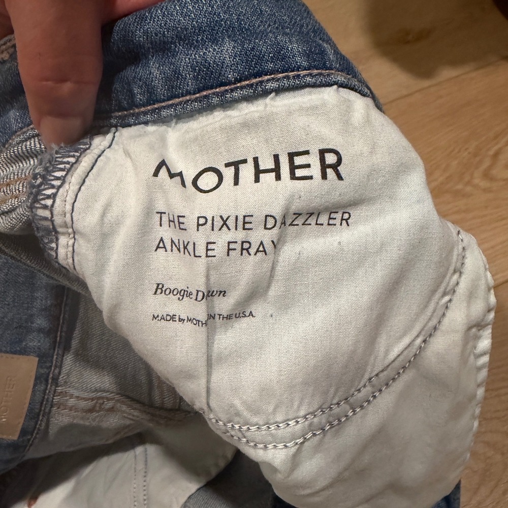 Mother The Pixie Dazzler Ankle Fray Jeans Boogie Down Blue High Rise 29 - Picture 7 of 7